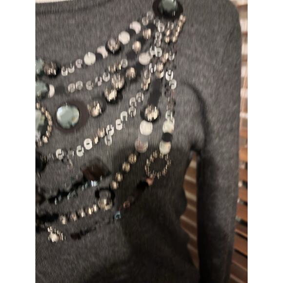 Tory Burch Cashmere Womens Sweater Size M Luxury Boho Embellished Whimsigoth - Picture 7 of 12